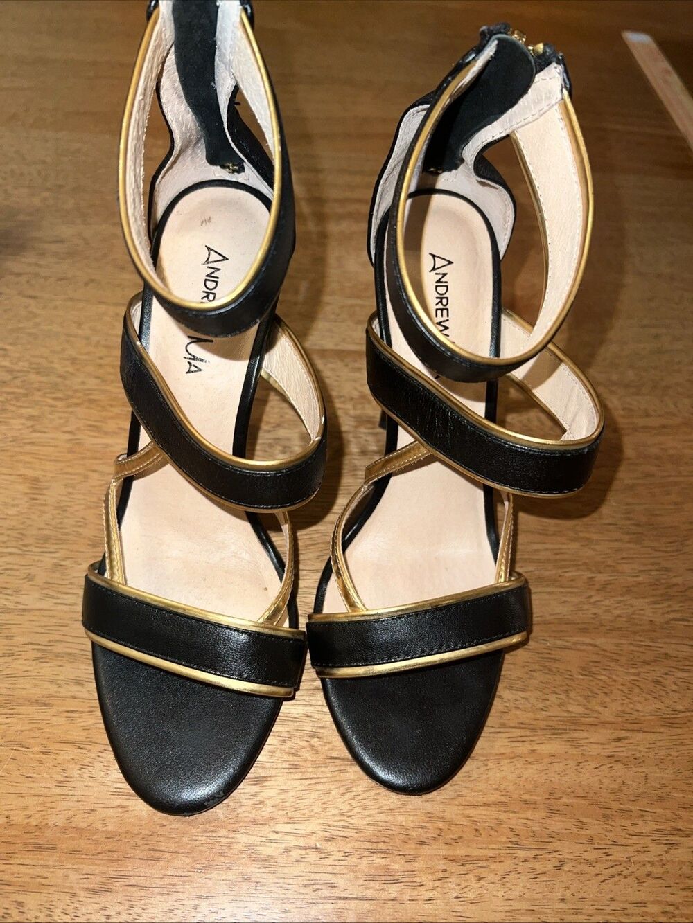 Andrew Ma Alto Heel Black Gold Libra Collection 110mm Architect Heel Luxury Sz 6